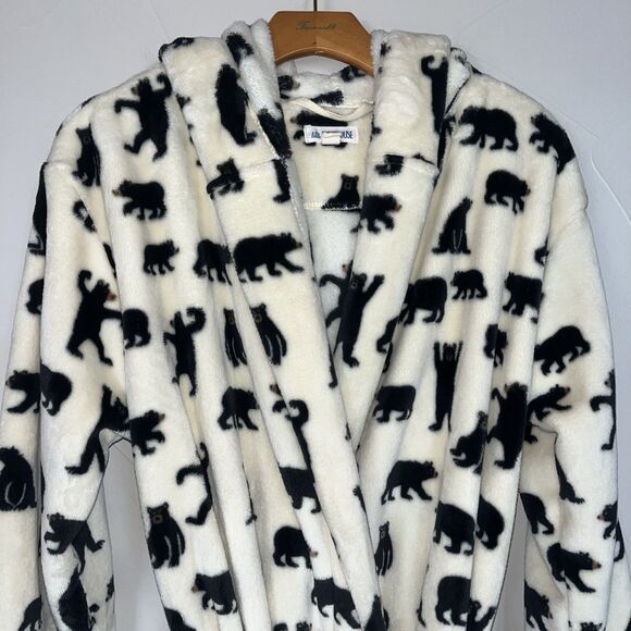 Little Blue House Black Bear Hooded Plush Fleece Robe, Women’s Large Hatley - Picture 2 of 13